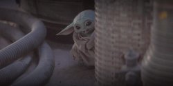Baby Yoda Peek Meme Template