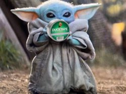 Baby Yoda hustling Meme Template