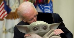 Biden sniffs Baby Yoda Meme Template