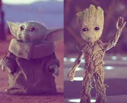 Baby Yoda VS Baby Groot Meme Template