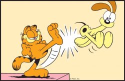 Garfield kicking odie Meme Template