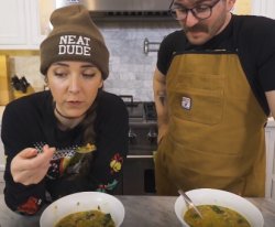 Jenna Marbles and Some Guy and Soup Meme Template