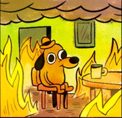 this is fine dog Meme Template
