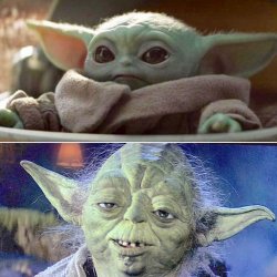 Baby Yoda Vs Old Yoda Meme Template