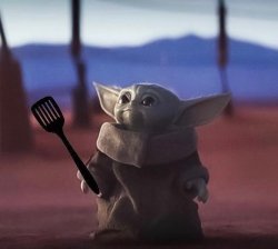 Baby Yoda and spatula Meme Template