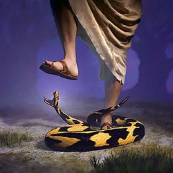 Jesus stepping on snake Meme Template