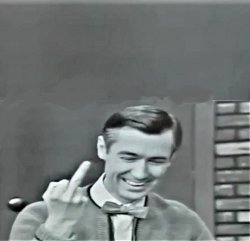 Mr. Rogers giving the finger meme template Meme Template