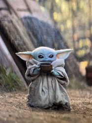 Baby Yoda sipping Meme Template