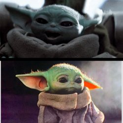Happy baby yoda vs sad baby yoda Meme Template