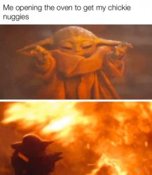 baby yoda fire Meme Template