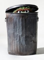 Oscar the Grouch in his Garbage Can Meme Template