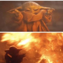 Baby Yoda Fire Meme Template