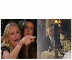 Angry Women Pointing At Confused Trump Meme Template
