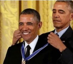 Obama gives himself a medal Meme Template