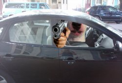 Walter with Gun in Car Meme Template