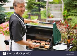 Guy grilling burgers Meme Template