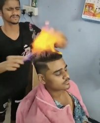 Burning Haircut Meme Template