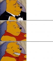 Tuxedo on Top Winnie The Pooh (3 panel) Meme Template