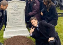 Grant Gustin next to Oliver’s Grave Meme Template