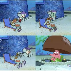 Squidward choking Meme Template