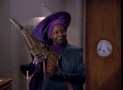 Guinan with a Rifle Meme Template