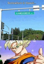 Goku's Kamehameha Street Meme Template