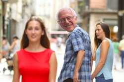 Distracted boyfriend Bernie Meme Template