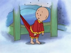 Caillou stuck in bed leg Meme Template