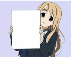 Anime girl holding text Meme Template