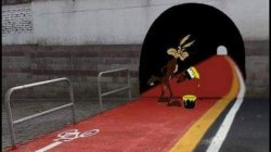 Road runner fake tunnel Meme Template