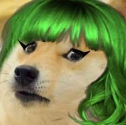 Green hair doge Meme Template