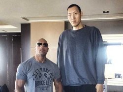Dwayne the Rock and Sun the tall guy Meme Template