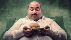 Fat man with burger Meme Template