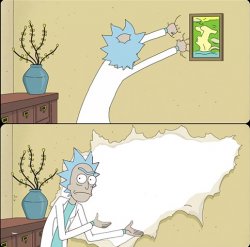Rick ripping wall Meme Template