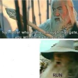 no matter what happens you will hold your ground. RUN Meme Template