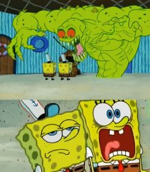 2 spongebobs monster Meme Template