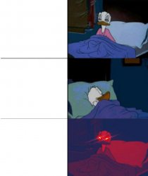 Sleepy donald in bed not sleepy Meme Template