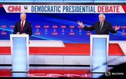 Biden and Bernie debate Meme Template