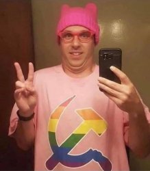 Radical Left Wing Democrat Socialist Pink Pussy hat Meme Template