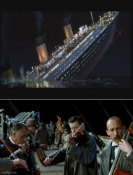 Titanic with musicians Meme Template