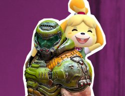 Isabelle and Doomguy Meme Template