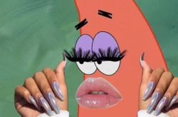 Patrick with lashes Meme Template