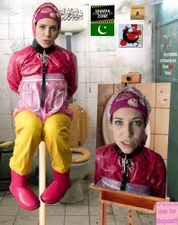 Halal: the stupid cunt fahişezulma sits on the pointy pole her a Meme Template