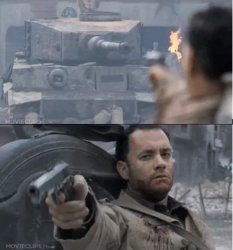 Tom hanks shooting a tank Meme Template