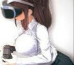 Cute anime girl with VR glasses holding a PlayStation controller Meme Template