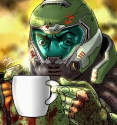 Doom Slayer Coffee Meme Template