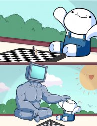 Baby Beats Computer at Chess (2-panel) Meme Template