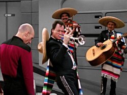 Q Playing Trumpet in Star Trek Meme Template