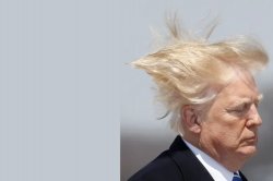 Trump hair blowing Apr 5, right-justified Meme Template