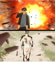Hot guy not turning to explosion Meme Template